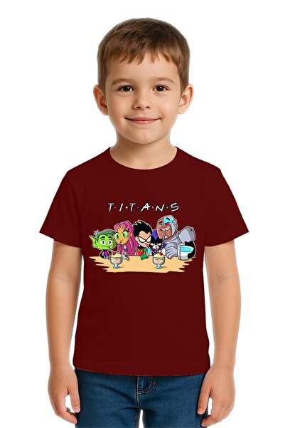 SEDİRLİ Unisex Teen Titans Go Printed Kids T-Shirt Cotton Combed Cotton Fabric