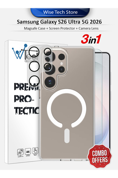 Wtech Samsung S26 Ultra 5G 3 in 1 Magsafe Case Cover Screen Protector Camera ...