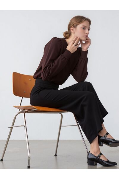 DEVRİMAY TEKSTİL Блузка з еластичним рукавом з крепу