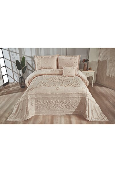 Çapa Home Angela Pano Bohem Sakallı Orginal Şönil Çift Kişilik Yatak Örtüsü Bej