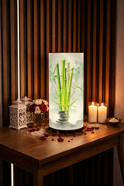 OMATEK SMART TECHNOLOGIES 🎋   Bamboo and Zen Stones Patterned Led Table Lamp...