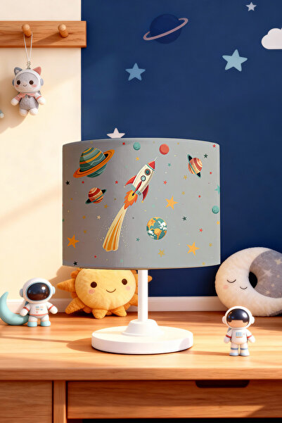 EVPANYA Gray Space Travel Patterned Children's Room Lampshade