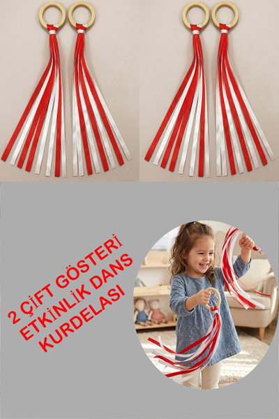 Leiste زوجان من شرائط رقص الجمباز باللونين الأحمر والأبيض لعرض أداء الفرق في ...