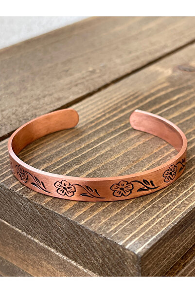 Rupen Kraft Handmade Motif-Engraved Copper Bracelet, Adjustable Size Pure Cop...