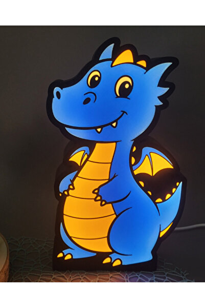 3D Atölyem 3D Baskı Sevimli Ejderha LED Gece Lambası