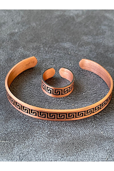 Rupen Kraft Handmade Copper Ring and Bracelet Combination Adjustable Size Cop...