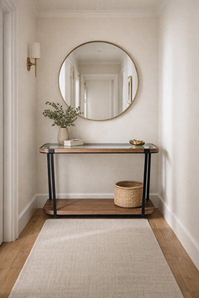 MARIA HOMES Modern Wood Console Table with Lower Shelf for Entryway & Living ...