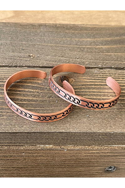 Rupen Kraft قطعتان من الأساور المصنوعة يدويًا من النحاس النقي، أساور نحاسية ق...