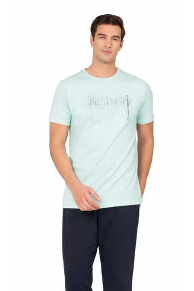 Pierre Cardin Men's Short Sleeve Crew Neck Combed Cotton Pajama Set