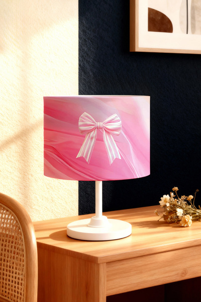 EVPANYA Pink Bow Patterned Children's Room Lampshade