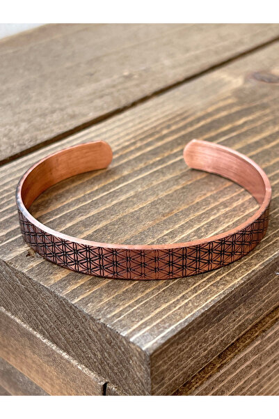 Rupen Kraft سوار نحاسي مصنوع يدويًا بنقشة مزخرفة، سوار نحاسي نقي قابل للتعديل 4