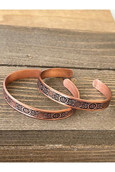 Rupen Kraft 2 Pieces of Handmade Pure Copper Bracelets, Adjustable Size 2-Pie...