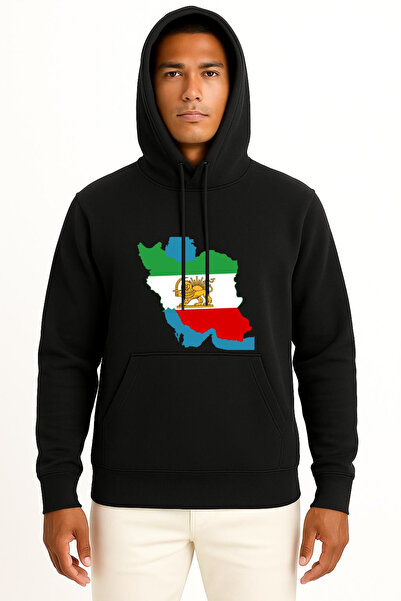 Bahriyeli Collection بغطاء رأس سويت شيرت للجنسين مطبوع عليه خريطة علم إيران B...