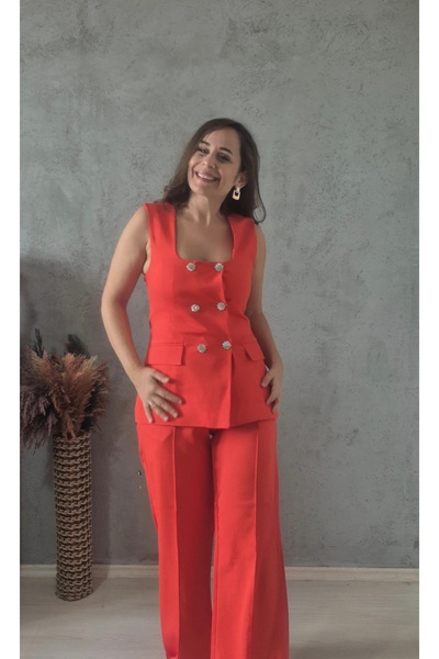 Butik TAŞLI DÜĞMELİ YELEK PANTOLON TAKIM