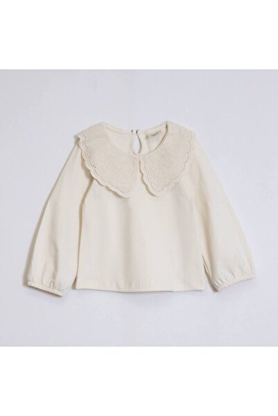 Nimini Kids 100% Cotton Vintage Collar Button Detailed Soft Girls' Blouse