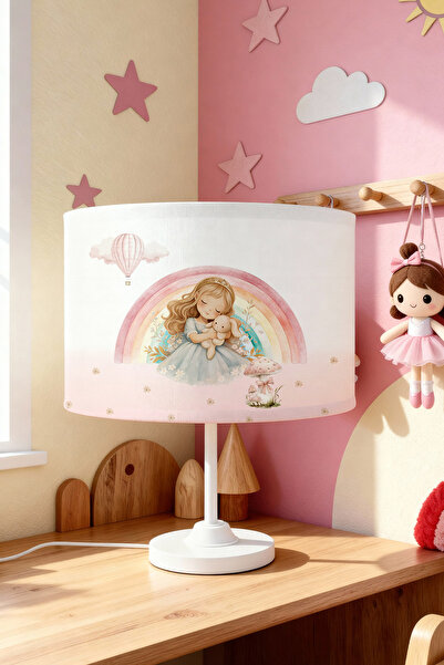 EVPANYA Sleeping Princess and Her Rabbit Patterned Children's Room Lampshade