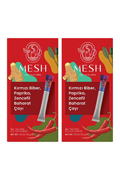 Mesh Stick Red Pepper, Paprika, Ginger Spice Tea 2 Packs in One