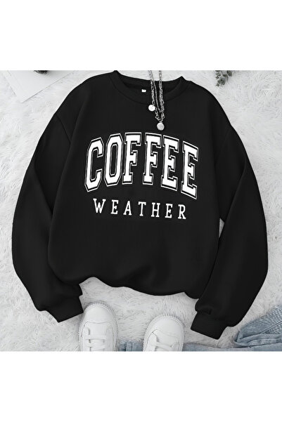 NOISSEY تي شيرت نسائي دافئ للخريف، سترة قطنية ناعمة مريحة برقبة دائرية مطبوع