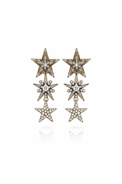 neslyaccessories Aurora Gold Star Dangle Earrings