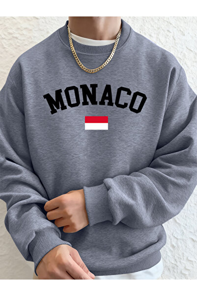 Tarzsokak Monaco Flag مطبوع سويت شيرت رجالي بغطاء رأس سويت شيرت دافئ لخريف وش...