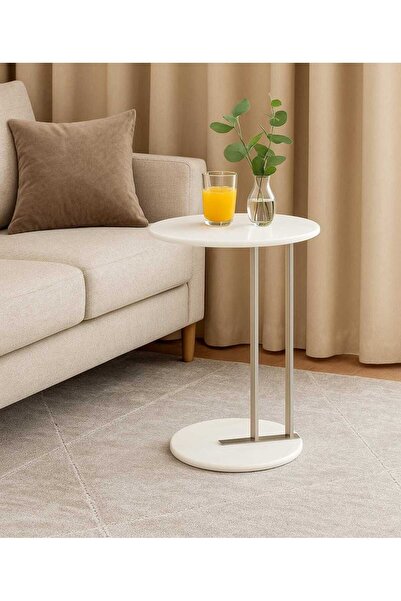 Generic Modern artificial marble side table with a stable base