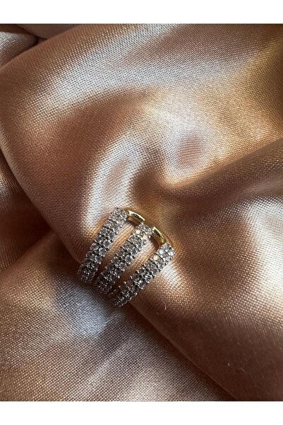 FASHİON JEWELRY Taşlı 3'lü Görünümlü Kıkırdak Küpe