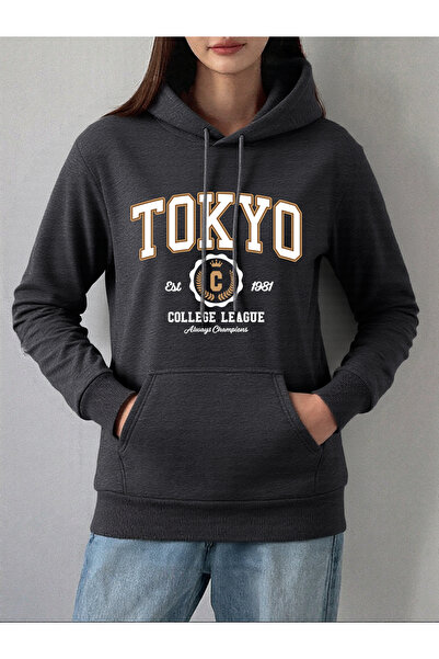 Tarzsokak هوديي مطبوع عليه Tokyo College League للسيدات لشتاء صوف الفليس سترة...