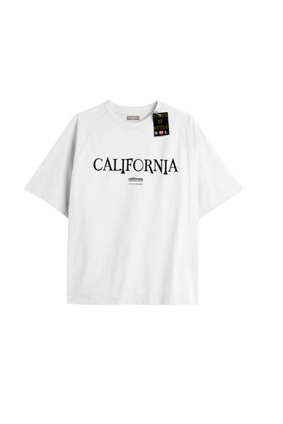 Flood Of Style Λευκό μπλουζάκι oversized califonia Ειδικό σχέδιο