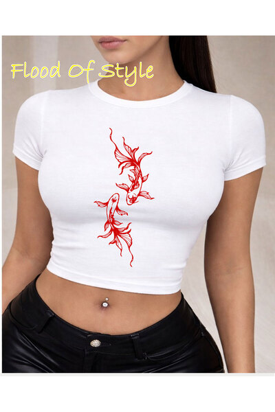 Flood Of Style Λευκό Babby Tee ψάρι Ειδικό σχέδιο