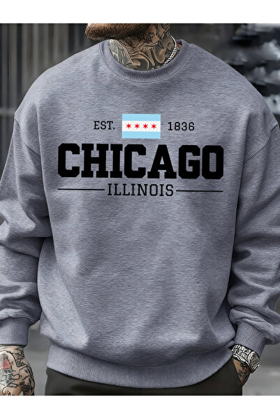 Tarzsokak سترة شيكاغو إلينوي مطبوع للخريف للرجال ملابس ناعمة سترة الشارع كبير...