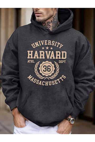 Tarzsokak قميص هارفارد ماساتشوستس للرجال بطباعة خريفية ناعمة بغطاء رأس فضفاضة...