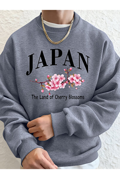 Tarzsokak جايبونيا تشيري فلاورز كانتري مطبوع سويت شيرت رجالي بغطاء رأس للخريف...