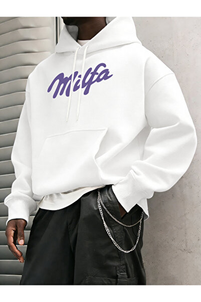 Tarzsokak سترة فضفاضة للرجال من Milfa Mor Art Letter Prints بغطاء رأس بجيب نا...