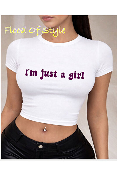 Flood Of Style Λευκό μπλουζάκι Babby Tee ımjustagirl Ειδικό σχέδιο