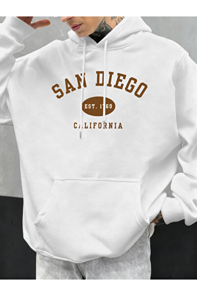 Tarzsokak سان دييغو كاليفورنيا ليتر مطبوع سويت شيرت رجالي بغطاء رأس هوديي على...