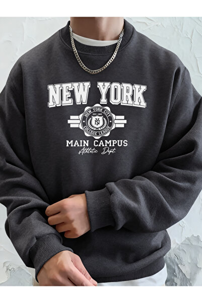 Tarzsokak New York City Main Campus Printed Fall Fashion Hooded Men's Long Sl...