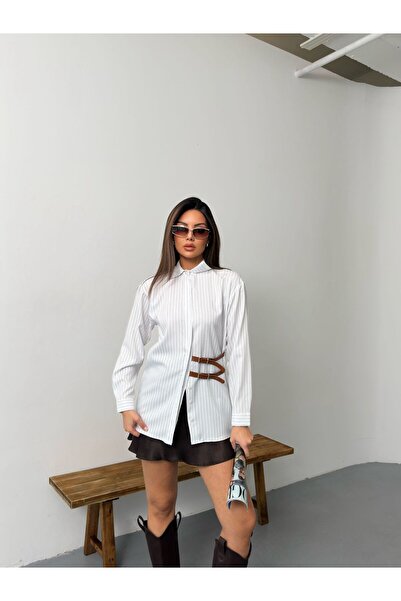 LUNES Striped Shirt with Belt Detail