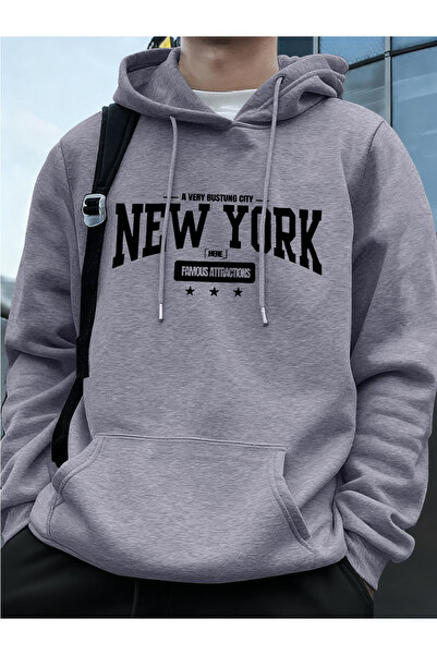 Tarzsokak نيويورك بستلينج سيتي مطبوع تي شيرت رجالي شتوي كبير الحجم بغطاء رأس ...