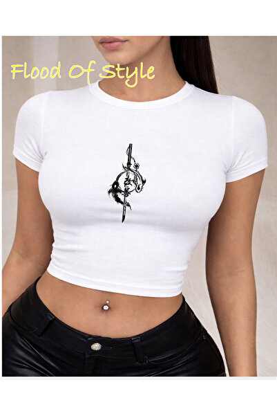 Flood Of Style Λευκό Babby Tee με ελάχιστο σχέδιο ψαριού Προσαρμοσμένο σχέδιο