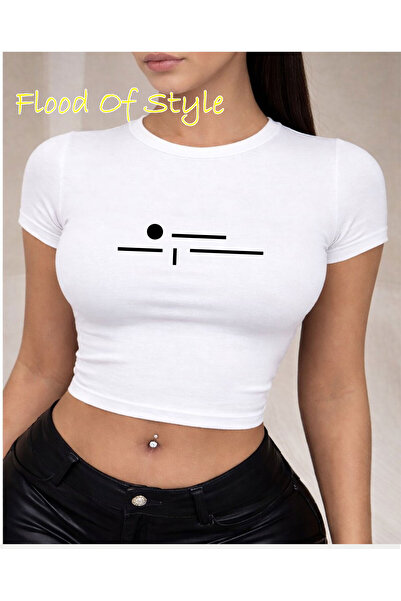 Flood Of Style Λευκό μπλουζάκι Babby Tee με ελάχιστη προσαρμογή και ιδιαίτερο...