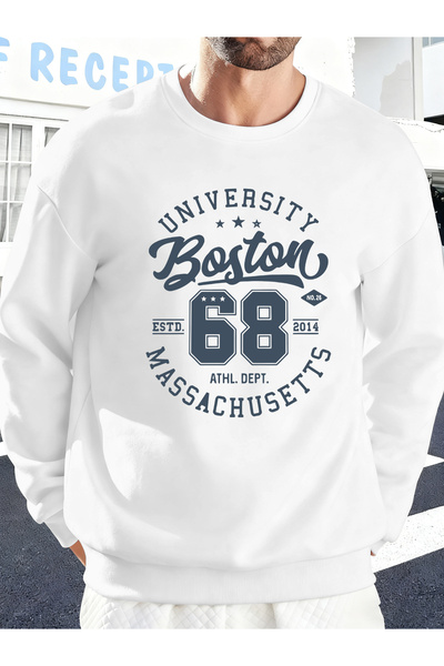 Tarzsokak تي شيرت رجالي من جامعة بوسطن ماساتشوستس مطبوع ملابس رياضية فضفاضة ن...
