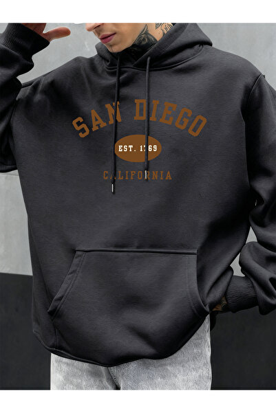 Tarzsokak سان دييغو كاليفورنيا ليتر مطبوع سويت شيرت رجالي بغطاء رأس هوديي على...