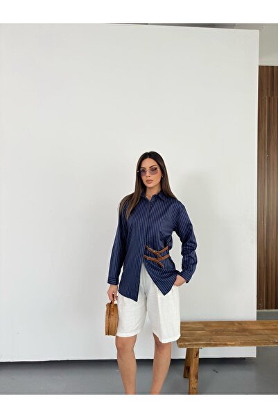 LUNES Striped Shirt with Belt Detail