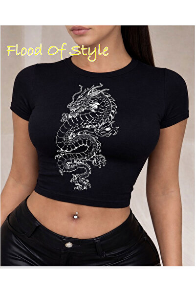 Flood Of Style Μαύρο Babby Tee δράκος Ειδικό σχέδιο
