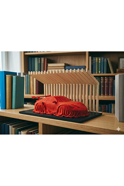 Taz Work Shop Porsche Stand Temalı Örtülü Spor Araba Dekor – 16,5x9,5x9,5 cm