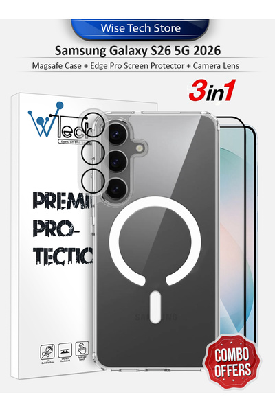 Wtech غطاء حماية ماج سيف 3 في 1 لهاتف سامسونج جالاكسي S26، واقي شاشة، عدسة كا...