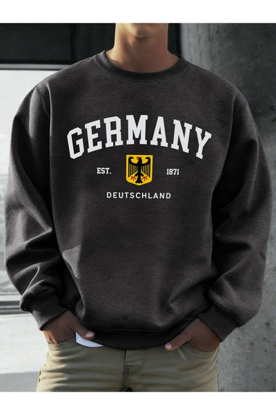 Tarzsokak سترة رجالية مطبوعة بشعار وطني ألمانيا Deutschland موضة صوف الفليس س...