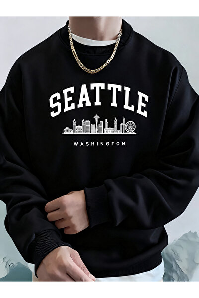 Tarzsokak Seattle Washington Letter Creative Printed Fashion Sportswear Men's...