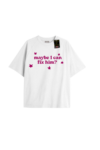 Flood Of Style Λευκό μπλουζάκι oversized fixhim Ειδικό σχέδιο