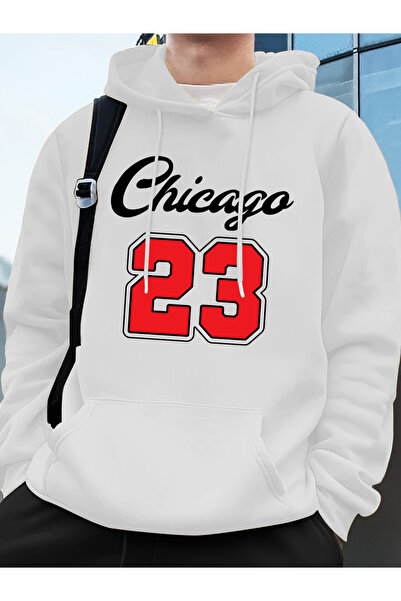 Tarzsokak شيكاغو 23 سترات رياضية فضفاضة للرجال مطبوع عليها حروف بغطاء رأس لار...